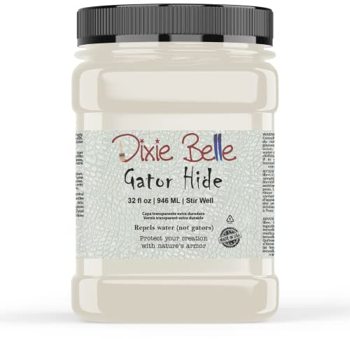 Dixie Belle Gator Hide Polyacrylic Topcoat (32oz) - Durable, Non-Yellowing Protective Finish for Furniture, Cabinets & DIY Projects - UV Ray & Water-Resistant Clear Coat Paint