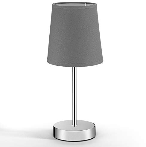 MONZANA® Nachttischlampe 32cm Stoffschirm E14 Grau Taupe Anthrazit Weiß Wohnzimmer Schlafzimmer Lampe Leuchte Tischlampe Nachttischleuchte Tischleuchte