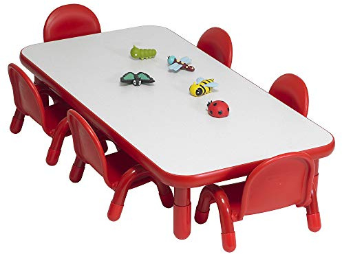 Children’s Factory BaseLine Toddler Table & 6 Chairs Set, Daycare Seating for Toddlers, Toddler Desk & Chairs, Red