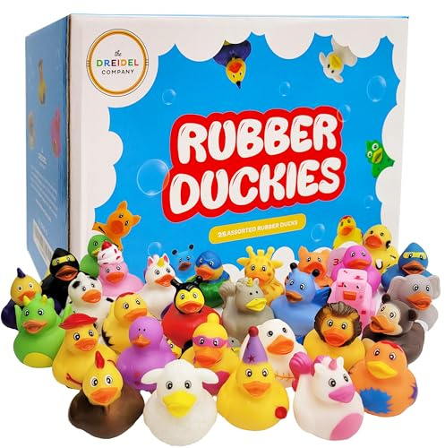 25-Pack Assortment Rubber Duck Toy Duckies for Kids, Bath Birthday Gifts Baby Showers Classroom Incentives, Summer Beach and Pool Activity, 2 (25-Pack)