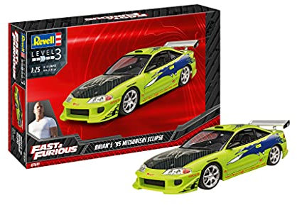 Revell Modellbausatz Fast & Furious I Brian's 1995 Mitsubishi Eclipse I Maßstab 1:25 I Detailgetreue Nachbildung des ikonischen Fahrzeugs I Unlackiertes Modell für individuelle Gestaltung