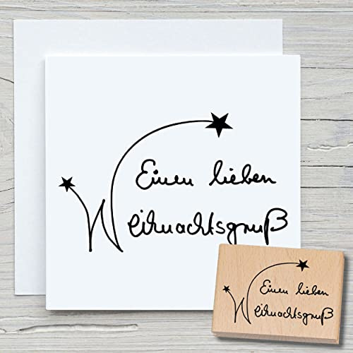 NEWSTAMPS Stempel Einen Lieben Weihnachtsgruß Motivstempel aus Holz & Gummi zum Karten und Geschenke basteln, Holzstempel für Weihnachten, Weihnachtskarte, Scrapbook, Textilstempel, Deko, Freunde