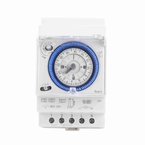 Timer elettrico analogico 24 ore, interruttore orario elettrico per impieghi gravosi, guida DIN, dimensioni ridotte, adatto per scaldabagni