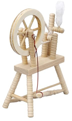 STOBOK Miniatur Spinnrad Holz Modell 3.46X2.76X1.65In Retro Handspulen-Maschine Puppenhaus Deko Mini-Hausschmuck Für Kinderzimmer Und Feengarten