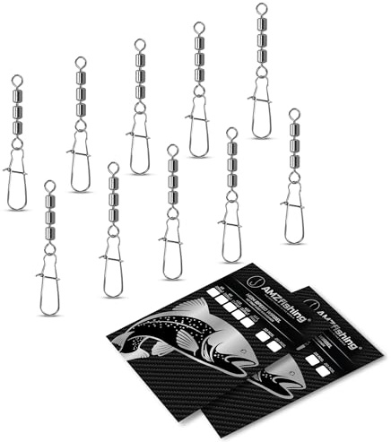 AMZfishing® 10x Girelli High-Speed con Moschettone Fastlock | Girelli Tripli | Girelli da Pesca | Girelli per trote | Accessori da Pesca | Esche per trote | Assortimento di girelli (10, 10)