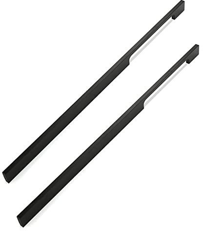Aluminiumlegierung Möbelgriff Schrankgriffe Schubladengriff Möbelknäufe Griffleiste Türklinke Möbelknöpfe Küchengriff Zieht Griffe Schwarz 2 Stück (Overall length 1500mm)