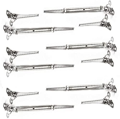 Lot de 6 paires de câbles pour garde-corps - 0,3 cm - En acier inoxydable - Angle réglable de 180° - Pour garde-corps d'escalier extérieur