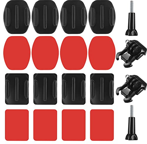 20 Sets Kompatibel mit Gopro Klebepads und Gopro Halterungen Zubehör, Flache Gebogene Klebehalterung, Helmbefestigung Helmhalterungen Kompatibel mit GoPro Hero Session/4/3/3+/2 Action-Kamera