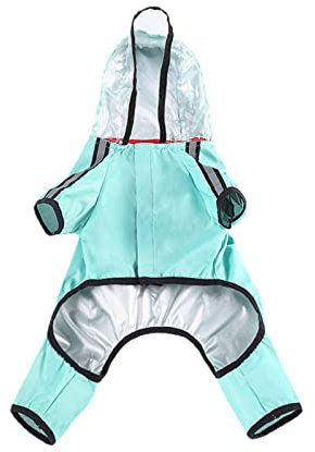 PETCUTE Wasserdichter Regenmantel mit Kapuze, wasserdichte Regenjacke mit Reflektierendem Streifen, Ultraleichte Regenkleidung für Kleine Mittelgroße Hunde