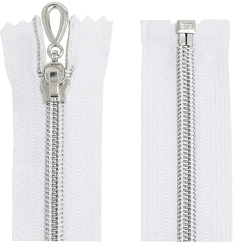 Aerzetix - C64102 - Set di 2 Cerniere Lampo a Spirale N°5 80cm separabile autobloccante - Rete in Nylon Argento - tiretto cursore in Metallo - Colore Bianco - merceria