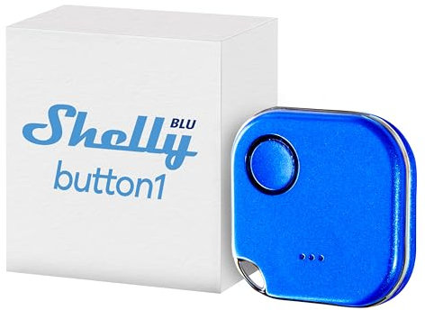 Shelly BLU Button1 Bleu - Bouton télécommande intelligente, Contrôleur Domotique Bluetooth, Commades et Scènes intelligentes, app iOS, Android, Compatible avec BTHome