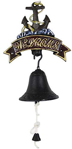 Sudemota Cast Iron Door Bell Nordic Style Brown Metal Vintage Iron Door Bell for Wall Mount Porch Garden Decoration Wireless Metel Cast Iron Welcome
