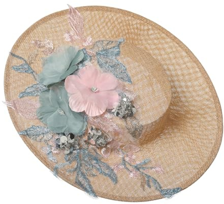COSDREAMER Chapeau Victorien pour Femmes et Filles - Chapeau Plat Vintage à Fleurs