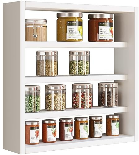 VCM Holz Küchenregal hängend | Maße ca. H. 40 x B. 40 x T. 10 cm | Hängeregal mit Vier Fächern | Wandregal | Gewürzregal | Küchenmöbel - Esaldi S