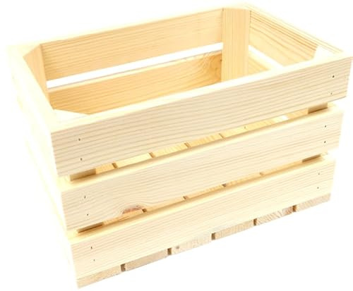 Generisch Dekokiste 30x20x18 cm, Holzkiste für die Aufbewahrung von Wein, Obst, Gemüse, ökologisch, gehobelt (30x20x18)