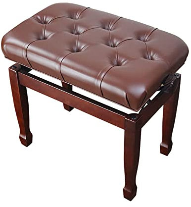 RWRAPS 10 cm höhenverstellbare Klavierbank, Klavierhocker aus Holz, 55 x 34 x 47–57 cm, Braun, Schwarz (Farbe: Braun) (Braun 1)