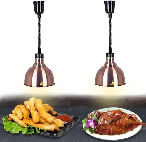 VFDZ Lampara de Calor Alimentos Cocina, Restaurant, Altura Ajustable | 19 cm/25 cm Lampara Calor Cocina, Suspension Lampara Calienta Platos Extensible, Lampara Calentador Comida Alimentos Buffets