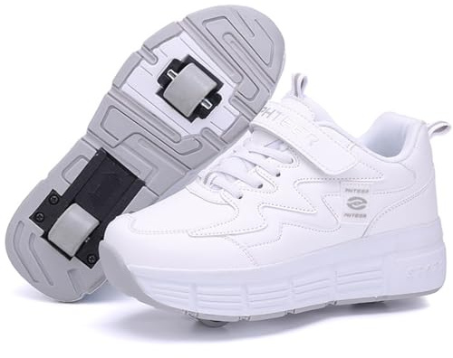 WOWEI Skor med hjul för pojkar flickor skateboardskor sportskor rullskridskor barn vuxna 2-i-1 multifunktionella rullskridskor sneakers med hjul utomhusskor, Bzx T13, 36 EU