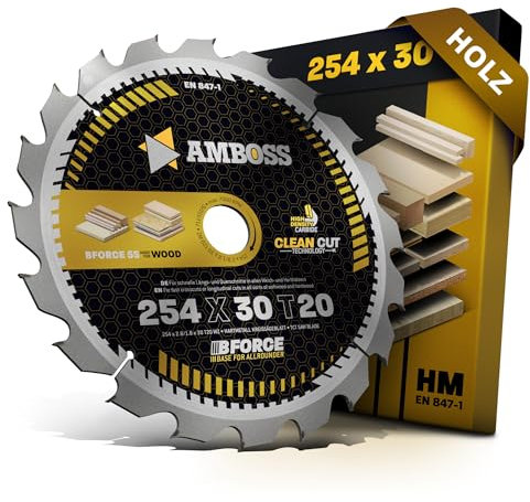 HM Kreissägeblatt 254x30 Z20 Wechselzahn für Holz - Zuschnitt. AMBOSS WERKZEUGE® Sägeblatt 254mm komp. zu Bosch GTS 10. PTS 10. 100 T.GTS 254 Black & Decker BES720-QS Bosch GCM 18V-254. 350-254