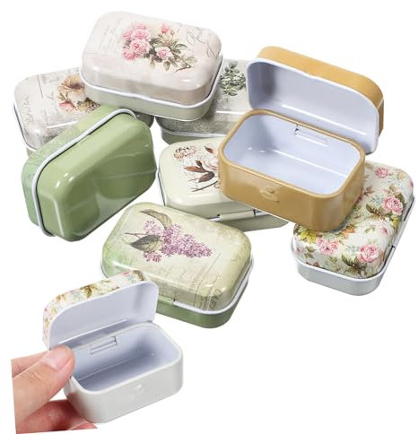 VILLFUL 8pcs Vintage Tin Box with Lid Decorative Storage Tins Small Trinket Box for Jewelry Keepsakes Floral Patterned Multi-purpose Organizer