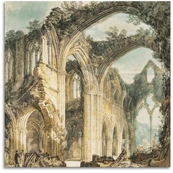 JSWLQ J.M.W.Turner(Tintern Abbey Crossroads And Chapel) Artists Poster Print Photo Art Painting Canvas Home Decorative Bedroom Modern Decors 12x12inch(30x30cm)