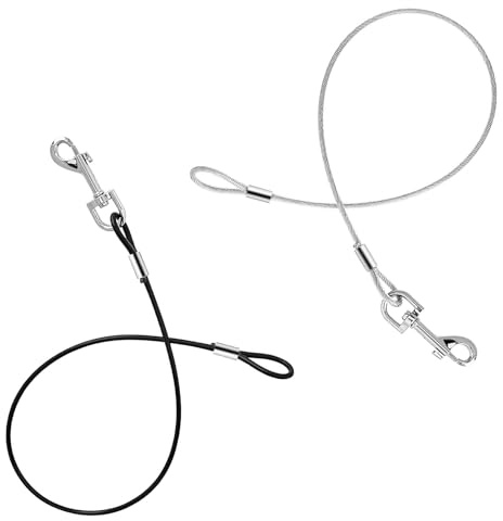 2 Cordes D'extension de Laisse pour Chien, en Métal, pour Le Dressage et Compagnie - Adaptée aux Chiens de Petite et Moyenne Taille - Transparent, Noir