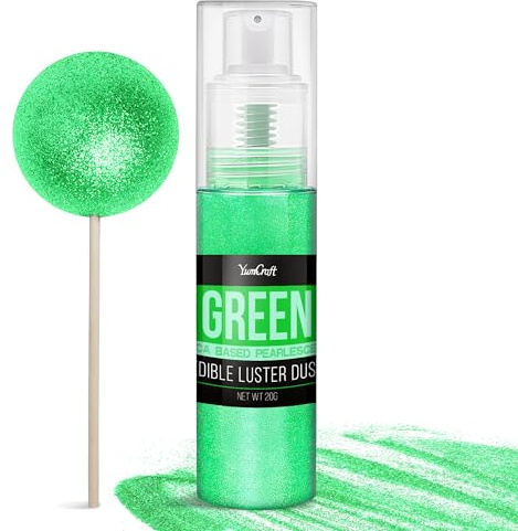 Essbarer Glitzer Spray für Getränke - 20g Lebensmittel Glitzerpulve für Likör, Cocktails, Dekorieren Torten - Geschmacklos Glitzer Pulver Glitzerstaub für Sekt, Wein, Champagner, Backen (Grün)