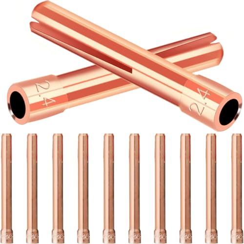 EATBALE 10N24 Wig Schweißbrenner-Spannzangen für TIG WP-17/18/26 Schweißbrenner, 2,4mm 3/32 Spannzangenspitzen Wolfram Elektrode Spannzange Rot Kupfer Schweißer Pistole Ersatzteile Ersatz (12 Stück)