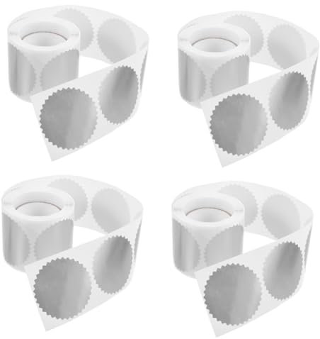 Operitacx 4rollen Roll of Medaillen-aufkleber Für Zertifikate Silberne Prägeaufkleber Für Abschlussurkunden Medaillen Und Auszeichnungen Selbstklebende Siegel Für Feierliche Anlässe