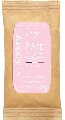 ScrapCooking - Pâte à Sucre Rose « Dragée » 250 g - Colorant d’Origine Naturelle - Sans Gluten, Sans Huile de Palme - Pour Gâteaux, Pâtisseries - Fabriquée en France - 7627