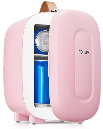 Mini Fridge 5 Liter/6 Cans, Small Fridge for Bedrooms, AC and Exclusive USB Power Option, Portable for the Office, Bedroom, Car, Travel, Cosmetics/Makeup/Skincare, Pink