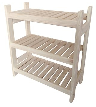 Stolarstwo Wochnik S.C. Holzregal Standregal Modulares Regal Stapelbar Kellerregal Haushaltsregal Kiefer Breite 33 cm Lange 80 cm Höhe 45 Oder 60 cm 2 Oder 3 Einlegeböden (60x80x33 cm 3 Einlegeböden)