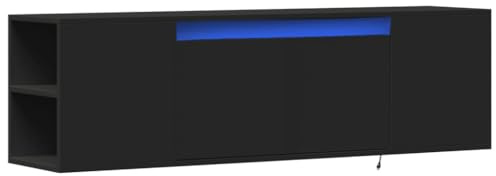 vidaXL TV Wandschrank, TV Schrank Lowboard mit LED-Beleuchtung, Hängeschrank Fernsehschrank für Wohnzimmer, Fernsehtisch TV Board Hängend, Schwarz