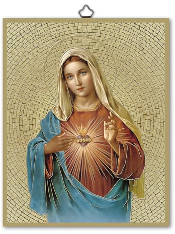 Holyart Sacro Cuore di Maria Quadro Legno 25x20 cm