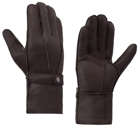 MGGMOKAY Männer Shearling Handschuhe Herren Lederhandschuhe Shearling Warme Winterhandschuhe