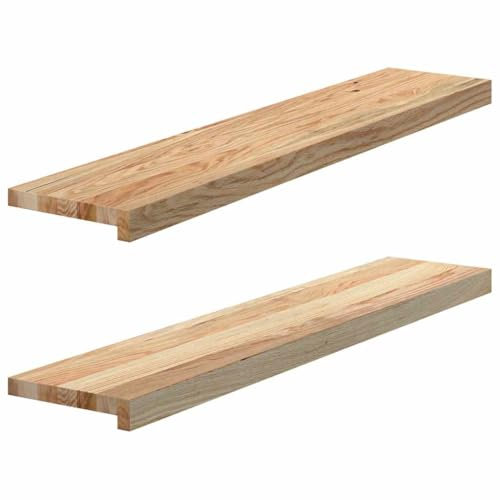 vidaXL Appuis de fenêtre 2 pcs Bois de chêne Massif Non traité, Rebord de fenêtre, Appui de fenêtre en chêne, Appui de fenêtre en Bois