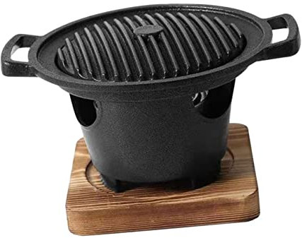 Happyyami Kleiner Indoor Holzkohlegrill Tischgrill Mit Antihaftbeschichtung Rutschfester Basis Herdplatte Für Haushalt Und Schonendes Kochen