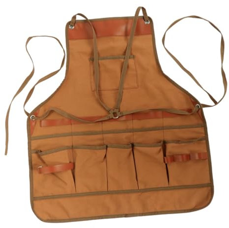 Housoutil Grembiule in Tela Resistente Per Barbecue Campeggio e Cucinare Con Cinghie Incrociate Sulla Schiena e Tasche Per Utensili