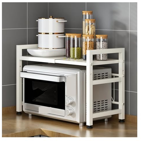 GAOJUNAN Meuble Micro Onde Support De Four À Micro-Ondes Multifonctionnel en Métal, Rangement De Cuisine, Support De Comptoir De Cuisine Etagere Micro Ondes(White)