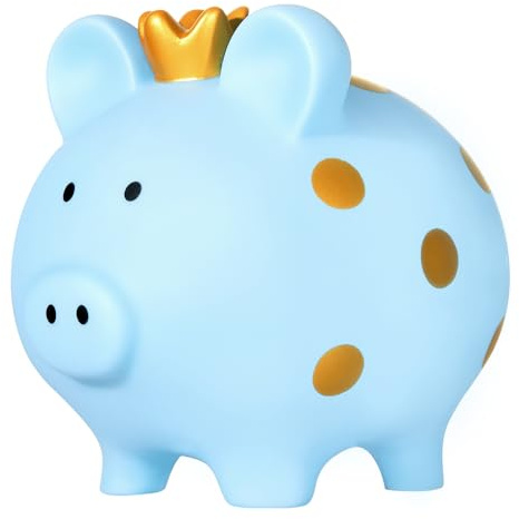 INCETUE Sparschwein für Mädchen, Unzerbrechliches Spardose für Kinder, Groß Niedliche Glücksschwein Münze Sparbüchse für Hochzeit, Weihnachten, Halloween, Geburtstagsgeschenke (Blau)