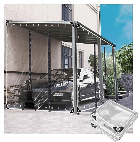 Lona transparente de PVC con puerta con cremallera, cortina de PVC de 0,5 mm de grosor, para cabaña, veranda, pérgola, cenador lateral, toldo, tamaño: 2,5 x 8 m (alto x ancho x alto)