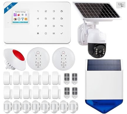 Home Security System, Smart Alarm GSM Tuya Smart Home Alarm System Kit Wireless Alarm Security System 3MP IP Camera Control Autodial Siren,Faster Response Time(W181 GSM Tuya Kit 2)