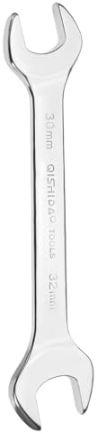 sourcing map Double Open End Wrench 30mm x 32mm Metric 15 Degree Offset Angle Small Flat Head Wrench Mirror Polished Open Ended Spanner for Automotive Repair Furniture Assembly