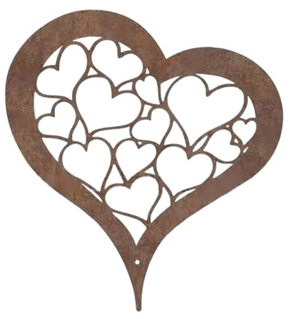 Rusty Stake Heart Statue Rusted Heart Shaped Figurines Plant For Indoor And Outdoor Sculpture Decors Iron Garden Art