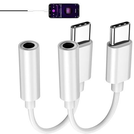 2 Pièce Câble Prise Jack USB C, Adaptateur pour Lightning Jack Écouteur, Adaptateur Trou 3, 5mm vers Lightning Auxiliaire, Dongle Audio pour iPhone 14 13 XS XR X, Compatible avec Galaxy S24 S23 Ultra