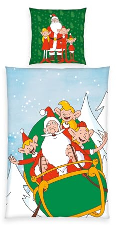 Herding Weihnachtsmann & Co. KG Bettwäsche, Kissenbezug ca. 80x80 cm, Bettbezug ca. 135x200 cm, mit Reißverschluss, Baumwolle, Renforcé