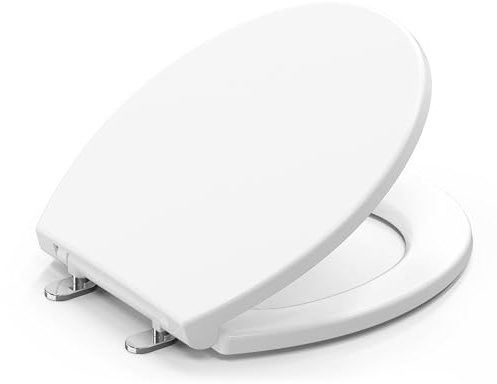 Topseat Plus Toilet Seat Round, Slow Close Toilet Seat, No-Slam, Magnetic Quick-Release Easy Clean, Easy Installation, SecureGrip Bumpers, Wobble-Free, Adjustable Fit, Plastic, White