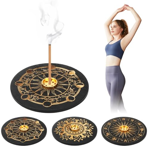 3 Stück Räucherstäbchen Halter,Räucherstäbchen Halter Holz Incense Holder,Räucherstäbchenhalter Halterung mit Asche Auffangschale, ideal für Heimdekoration, Meditation