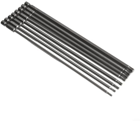 Juego de 8 puntas hexagonales de 200 mm para destornillador Torx con puntas magnéticas para T8, T15, T20, T25, T27, T30 y T40, compatible con eléctrico y neumático