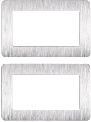 Weciau Double Light Switch Cover Plates, 2 Pcs Silver Double Socket Surround, 14.6cm x 8.6cm Finger Plates for Light Switches, Lights Switch Sticker for Home Decoration